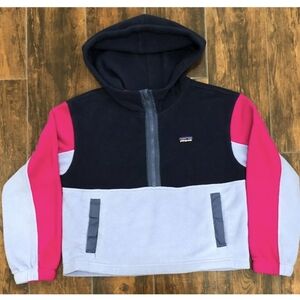 Patagonia Cropped Fleece Jacket L Hoodie Pullover Sweatshirt Hooded 12-14 Youth